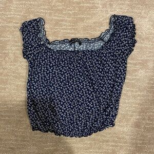 Brandy Melville Dark Blue Floral Blouse